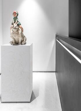 软装落地大理石底座柱子石墩雕塑摆件艺术品基座陈列展示台可定制