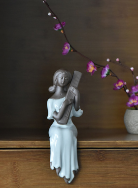 晟初创意陶瓷人物琴棋书画侍女禅意摆件家居客厅书房博古架装饰品