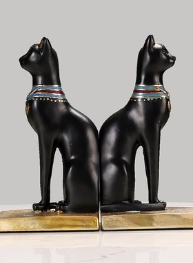 做旧黑色埃及猫装饰品书立办公室电视柜书柜摆件书挡样板房软装