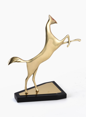 现代铜马摆件工艺品欧式金属动物马大理石装饰品客厅酒柜家居饰品