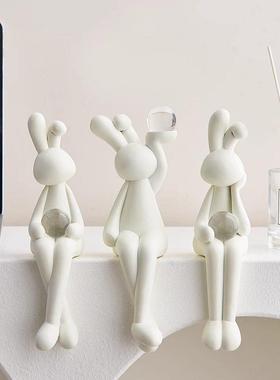 奶油风坐姿兔子摆件轻奢高档客厅电视柜酒柜高级感新家居软装饰品