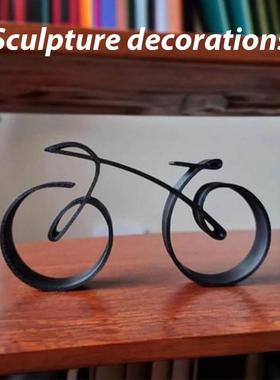 ins家居创意铁艺工艺品极简自行车剪影桌面装饰金属单车摆件书房