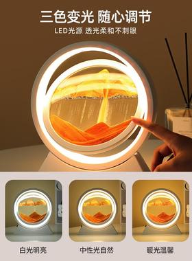 创意流沙画沙漏摆件客厅酒柜3D立体可发光轻奢家居装饰品乔迁礼物
