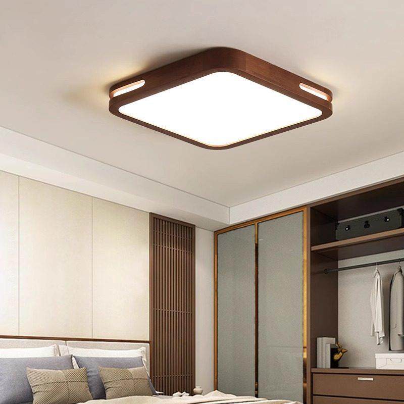 新中式实木客厅主卧室胡桃木LED吸顶灯书房饭厅房间中古简约灯具,淘宝优惠券,粉丝福利购,淘宝优惠卷
