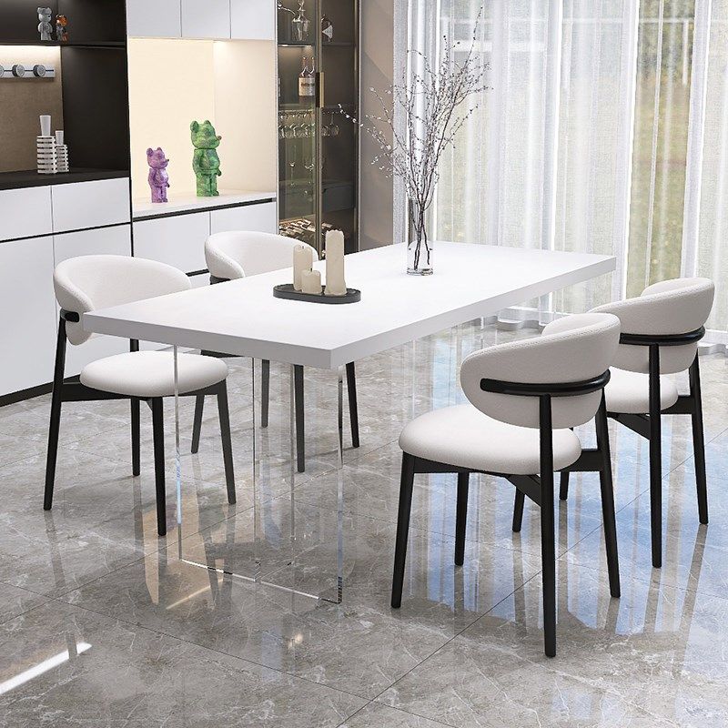 加厚岩板奶油风亚克力悬浮餐桌现代简约黑白色极简桌小户型电磁炉,淘宝优惠券,粉丝福利购,淘宝优惠卷