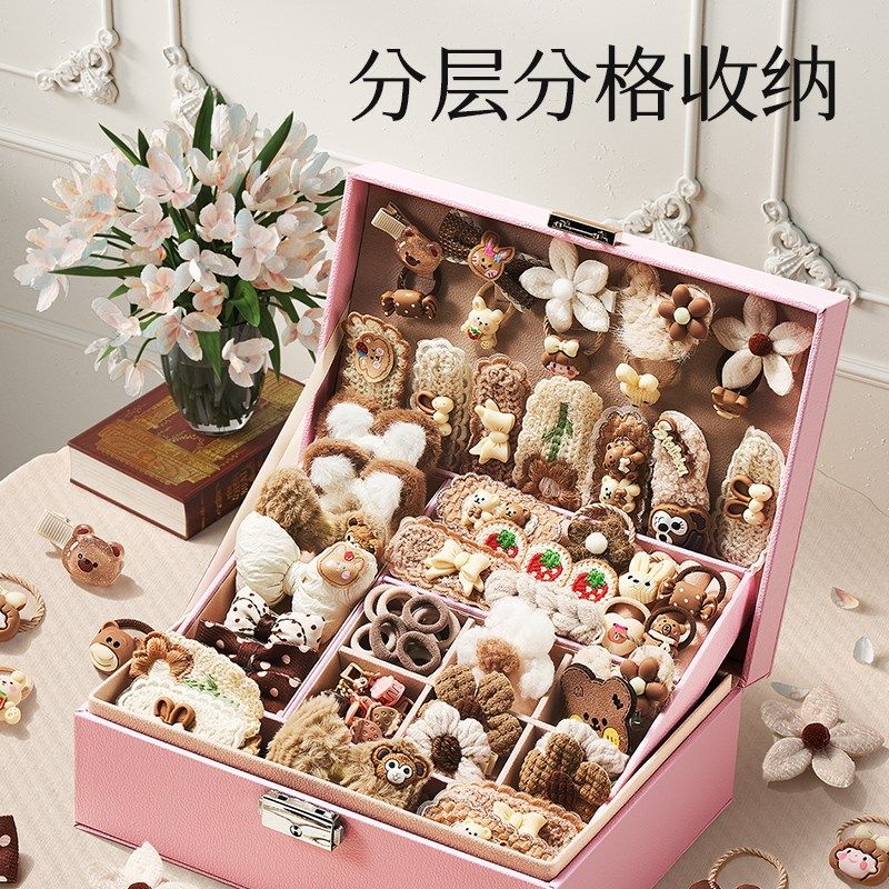 儿童首饰礼盒套组女孩生日公主饰品玩具奶咖色发饰收纳盒儿童礼物,淘宝优惠券,粉丝福利购,淘宝优惠卷