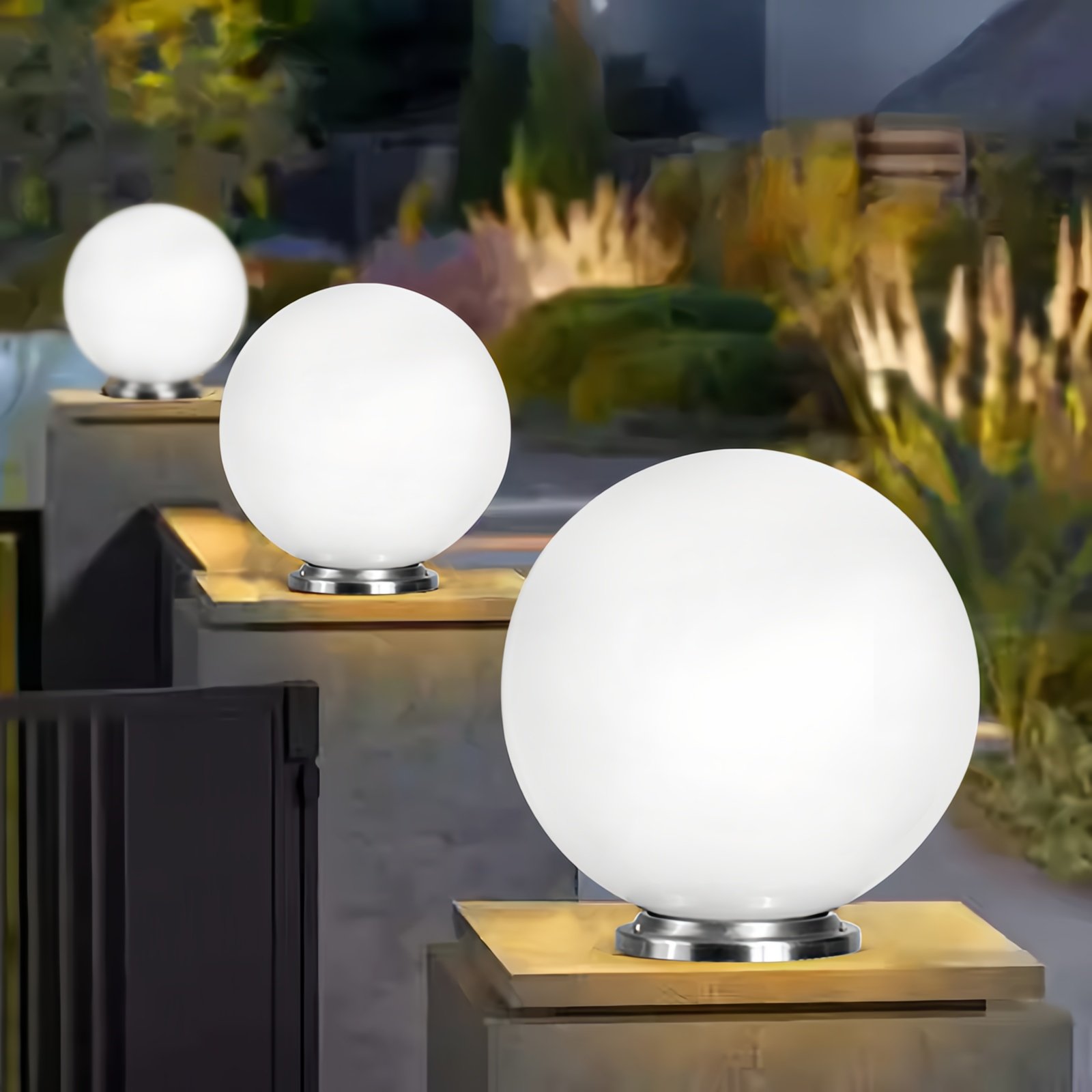 2026年新款太阳能户外柱头灯圆球形别墅大门口照明防水柱子围墙灯,淘宝优惠券,粉丝福利购,淘宝优惠卷