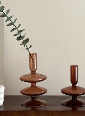 轻奢高档客厅装饰摆件玻璃花瓶复古创意入户门摆设桌面房间电视柜