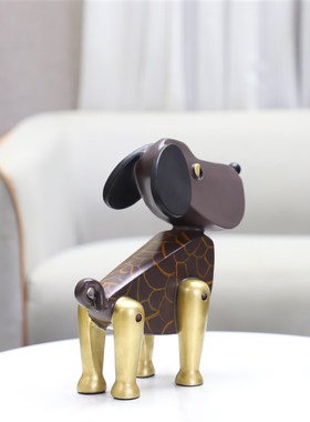 现代简约树脂卡通公仔木偶狗动物雕塑摆件玄关儿童房软装家居饰品