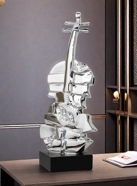 创意小提琴装饰品轻奢工艺品家居酒柜办公室桌面高级感摆件