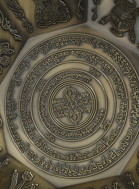 上供下施八角烟供盘焦烟合金火供盘家居摆件八吉祥施食贡盘多款选