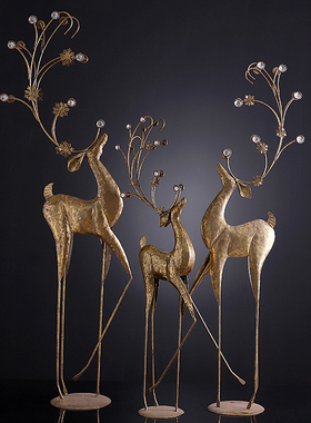 美式复古轻奢鹿网红落地装饰服装店铺橱窗客厅电视机旁玄关大摆件