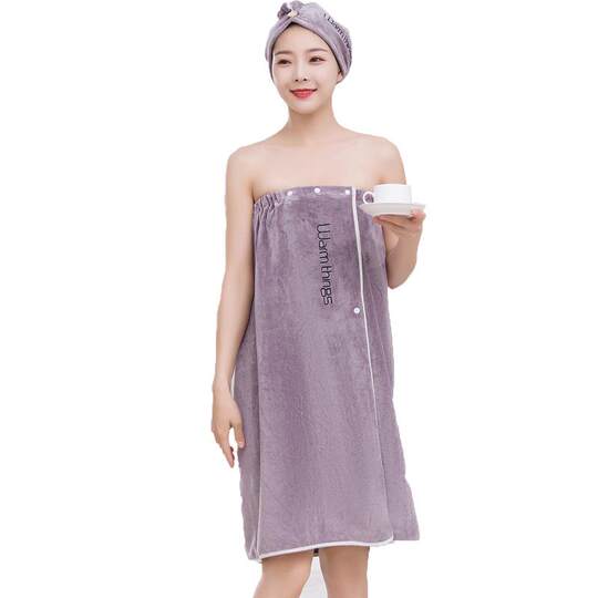 正品美容院专用新款青春派浴裙浴帽两件套柔软女士裹胸沙滩巾干发