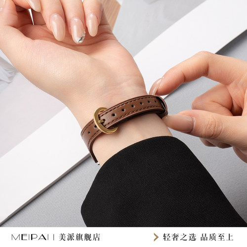 美派适用苹果s10小羊皮表带新款applewatch11皮革S9运动卡扣手表带iwatch8智能S7高级6秋季se3透气ultra3腕带 - 图2