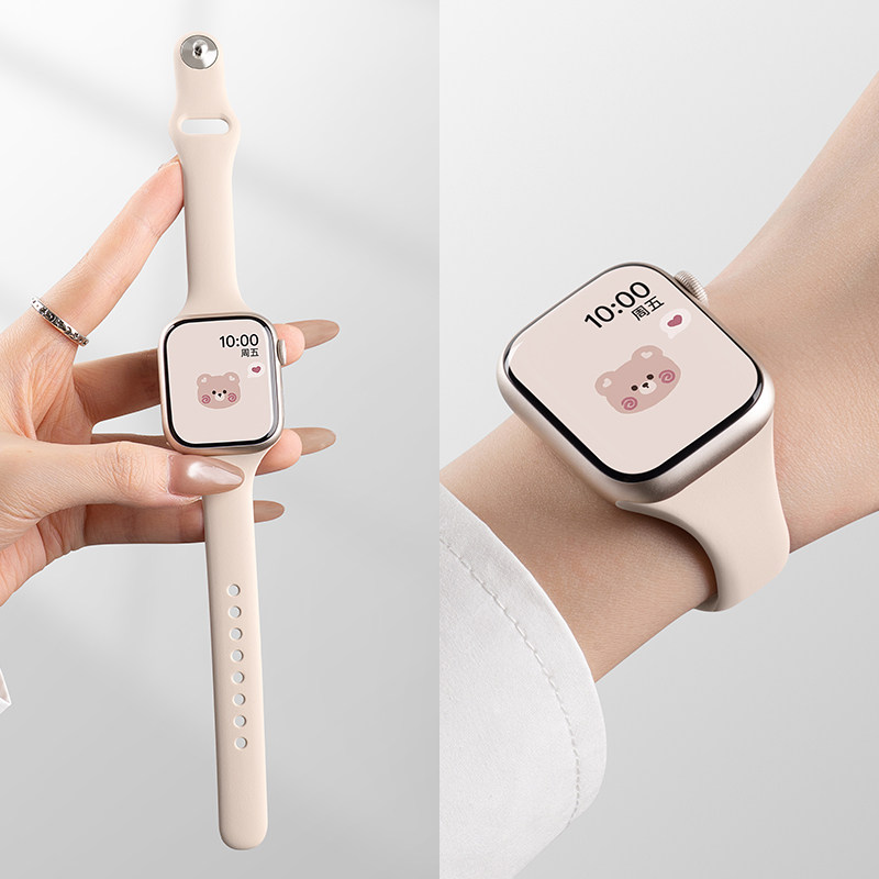美派适用苹果s10反扣硅胶表带applewatchs11新款手表表带女款iwatchs9智能8腕带高级ultra3秋季透气se3手表带,淘宝优惠券,粉丝福利购,淘宝优惠卷