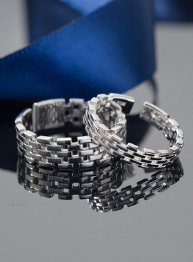 《围城》情侣戒指一对男女银对戒情侣款N纪念礼物送男女朋友