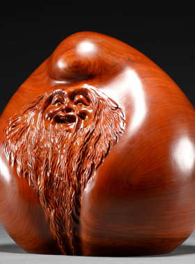 花梨木雕寿桃摆件老寿星红木雕刻工艺品送长辈老人祝寿生日送礼品