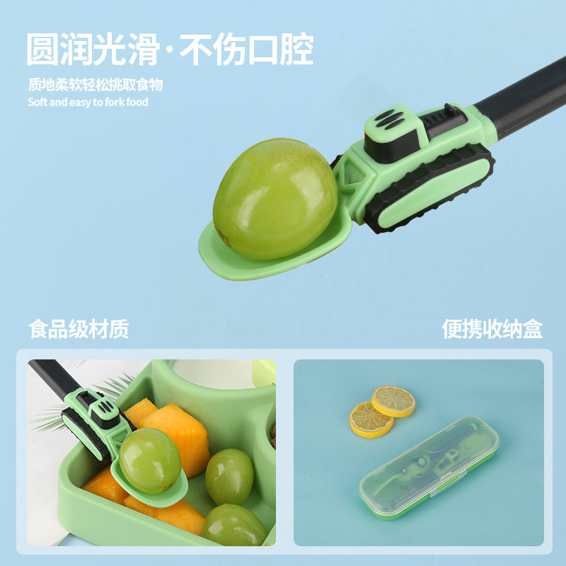 儿童餐具矽胶叉勺套装工程车叉勺宝宝学吃饭训练儿童副食品可携式,淘宝优惠券,粉丝福利购,淘宝优惠卷