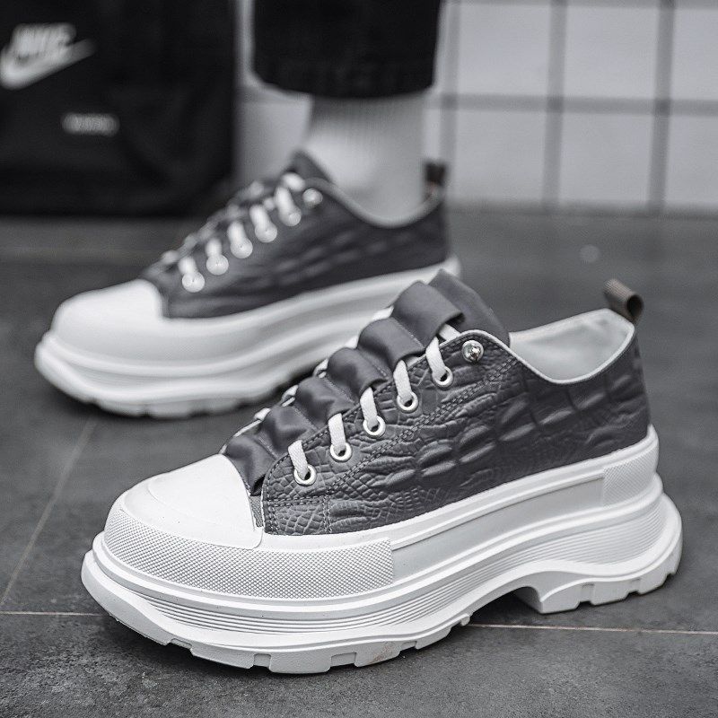 男鞋2024夏季新款潮流百搭厚底增高男士一脚蹬帆布松糕底老爹潮鞋,淘宝优惠券,粉丝福利购,淘宝优惠卷