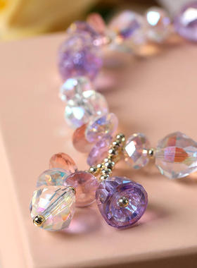 时尚新款紫色水晶手链铜镀14真