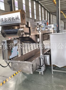 韩式炸鸡块油炸生产线5.5米小酥肉油炸机升降式网带在线滤油