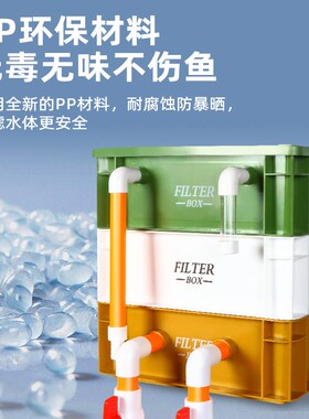 鱼缸过滤器周转箱过滤滴流盒净水循环系统鱼池上滤增氧三合一外置