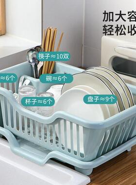 沥碗盘架碗收纳架厨房水槽餐具沥水置物碟用架家水碗筷滤水收RYC