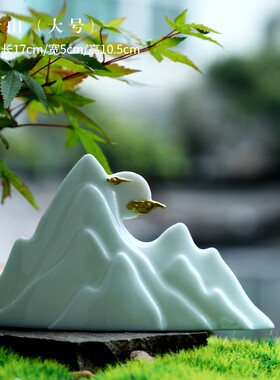 陶瓷仿真假山石头摆件花盆园艺鱼缸流水造景桌面博古架装饰品配件