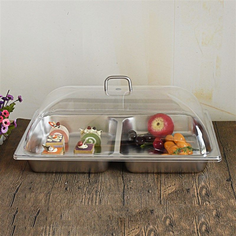 不锈钢盆盘子带盖热菜卤菜自助餐盘子带盖透明保鲜罩手提盖长方形,淘宝优惠券,粉丝福利购,淘宝优惠卷