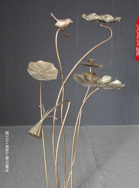 仿真荷叶铁艺荷花莲花摆件落地装饰庭院水池水景雕塑园林微景观