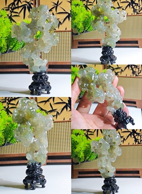 梅子青橘子冻粉冻丹东绿墨韵五彩太湖石系列合集摆件雅玩，完整