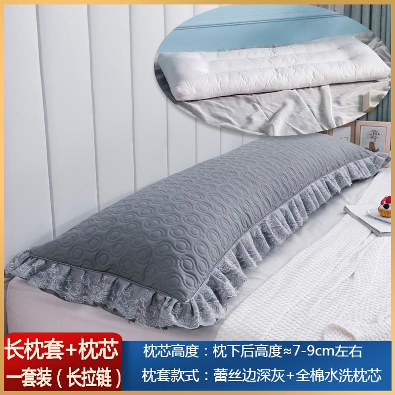 70YF韩版蕾丝双人长枕套1.5米纯棉长枕头套1.2米情侣双人长枕 - 图0