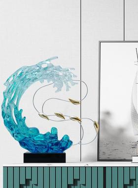 新中式树脂招财摆件抽象雕塑艺术品售楼处酒店商城走廊软装工艺品