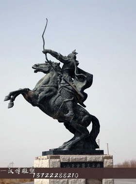 玻璃钢仿铜人物雕塑古代大将骑马征战沙场雕塑户外公园景观装饰