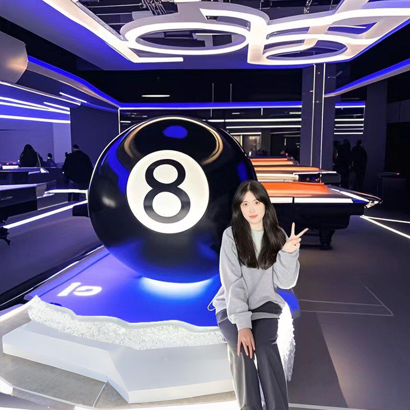 室内卡通台球公仔雕塑黑八玻璃钢台球厅俱乐部开业落地大摆件装饰 - 图1