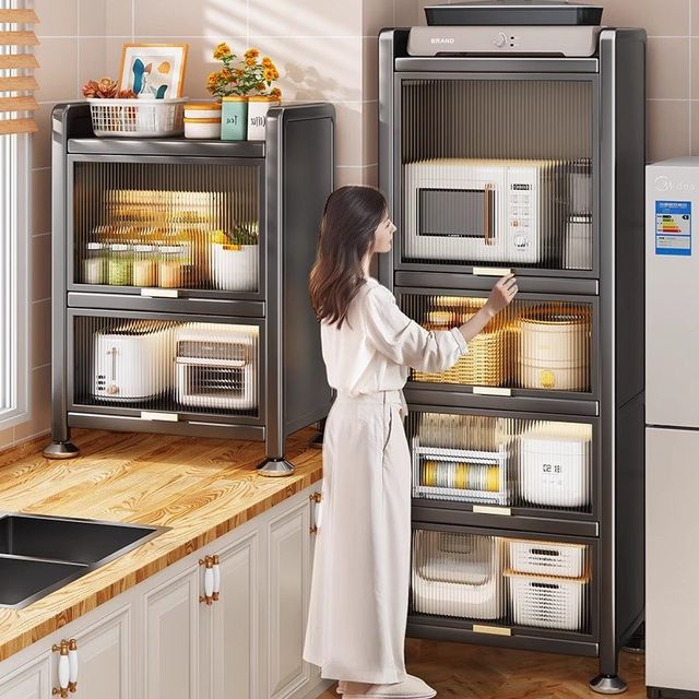 Higher kitchen storage rack microwave storage cabinet floor-standing multi-layer rice cooker storage cabinet cabinet cabinet cabinet cabinet