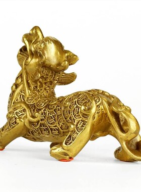 纯铜金钱站貔貅大号一对工艺品摆件开业礼品家用办公室镇宅招财