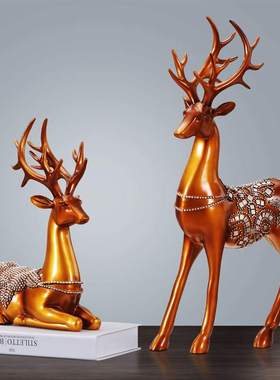 欧式鹿摆件酒柜隔断置物架装饰品客厅书房玄关摆设乔迁结婚送礼品