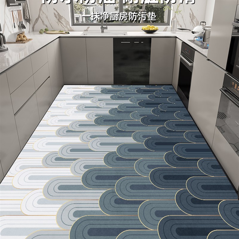 Kitchen floor mats are non-slip, oil-proof, wipeable, washable, and waterproof. Whole-storey PVC mats. New home carpet customization.