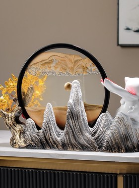 2024新款发财树办公室招财进宝流沙画沙漏摆件开业大吉礼物送礼品