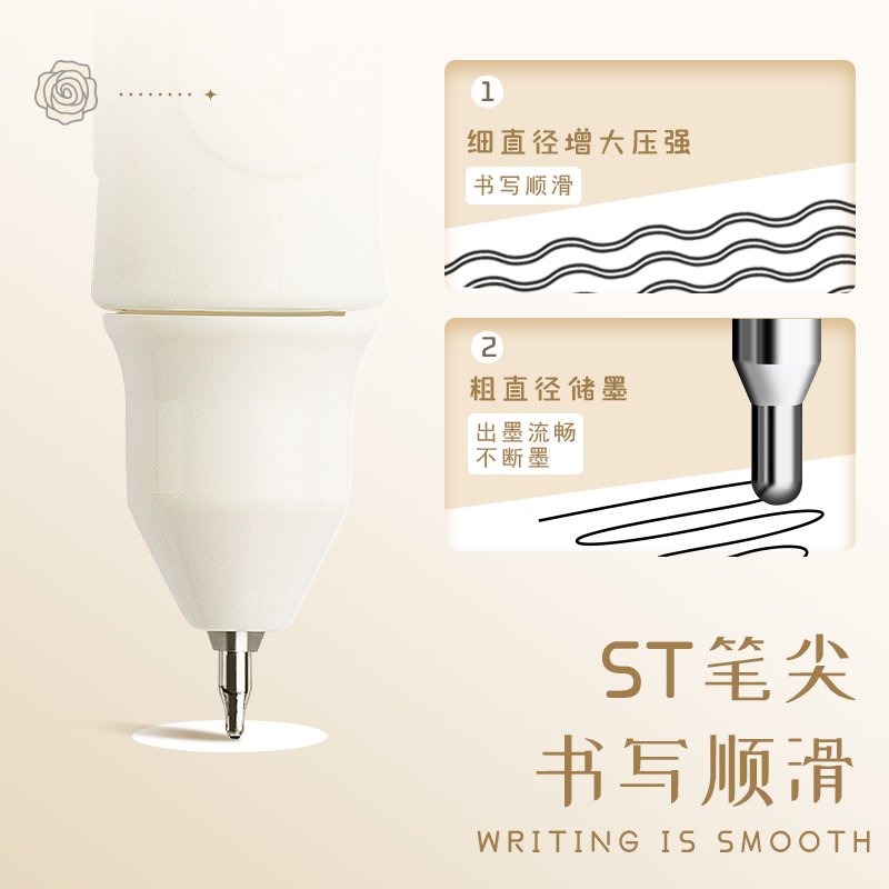 Kaba Bear Camellia Love press gel pen high-looking ins simple style students with quick-drying 0.5 black pen exam brush pen primary school students ST pen tip special smooth ballpoint water pen stationery