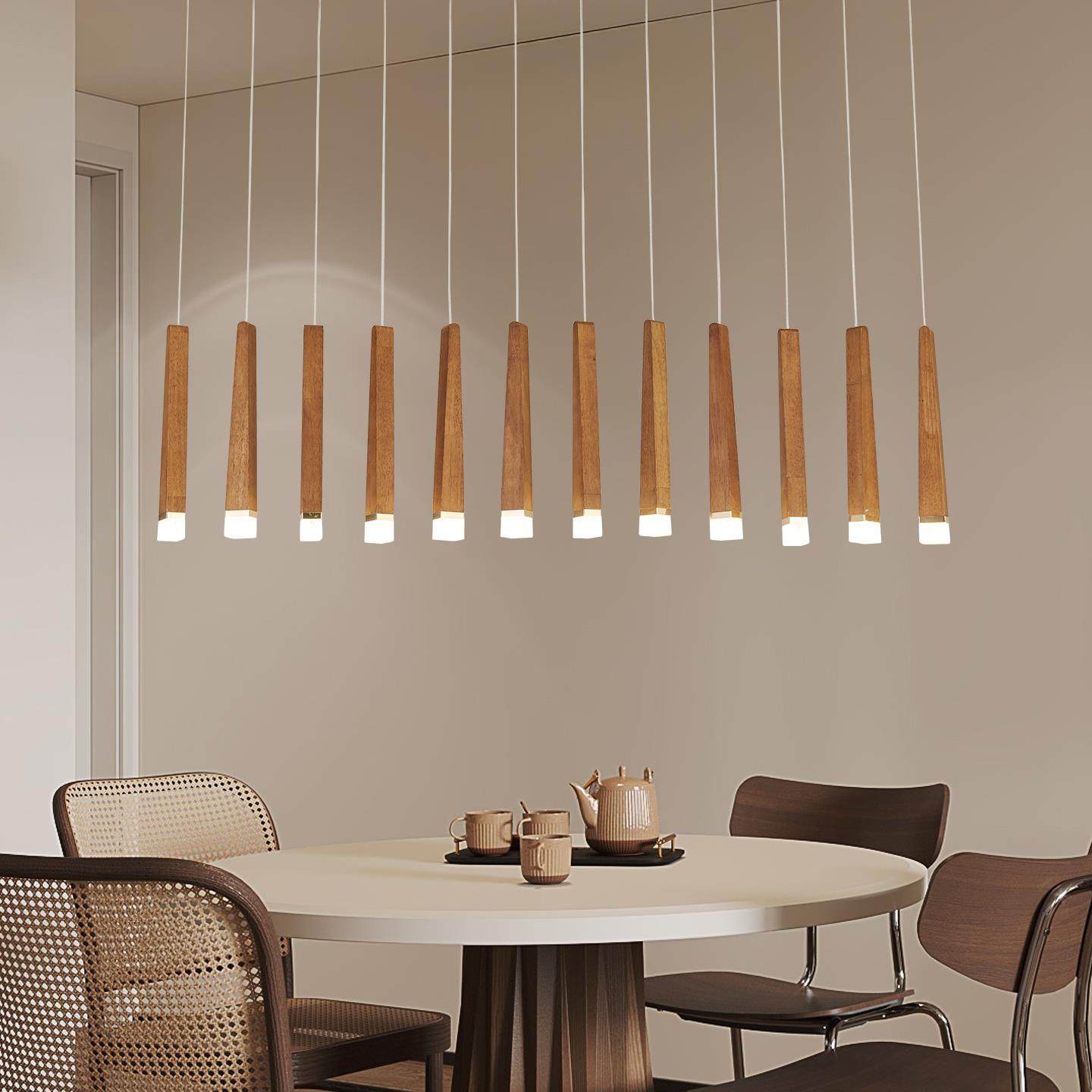 2025新款实木设计师款民宿茶室原木风可定制长条客厅精致餐厅吊灯 - 图1