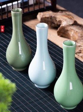 空山新雨 龙泉青瓷观音净水 陶瓷花花器 新中式家居饰品摆件