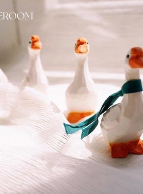 大白鹅/ins治愈系创意摆件可爱木雕动物生日新婚祝福平安喜乐礼物