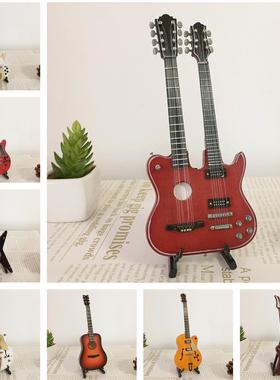 可刻字手工木制电吉他模型电贝司乐器模型摆件汽车圣诞节生日礼物