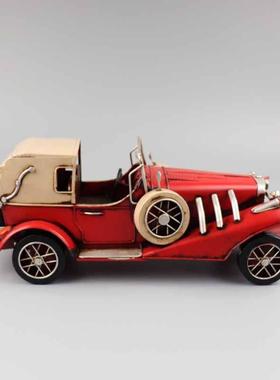 复古神剑敞篷跑车模型铁皮仿真老爷车工艺品客厅酒吧橱窗装饰摆件
