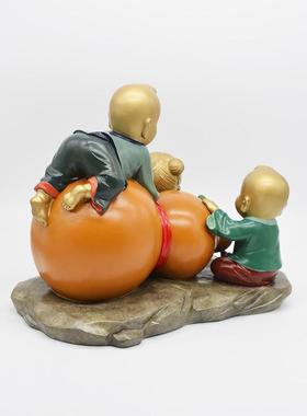 宏达 黄铜彩绘创意铜器 福临门 家居礼品童子摆件