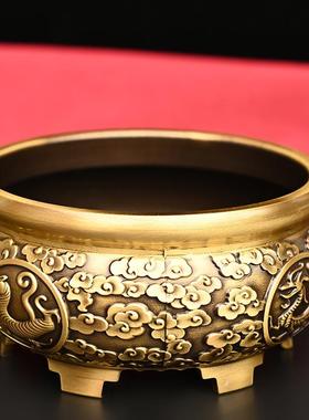 黄铜香炉聚宝盆缸十二生肖铜缸青龙白虎玄武朱雀铜香炉祥云熏香炉