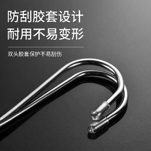 不锈钢S型挂钩多功能加厚晒腊肉厨房浴室免打孔钩子加粗金属s勾 - 图2