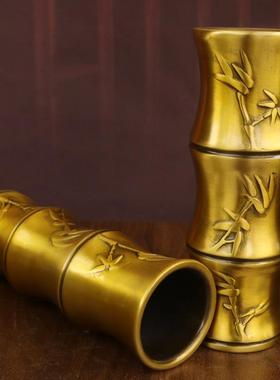 黄铜节节高升香筒家用佛字莲花竹佛签桶黄铜供放笔筒佛堂大号香筒